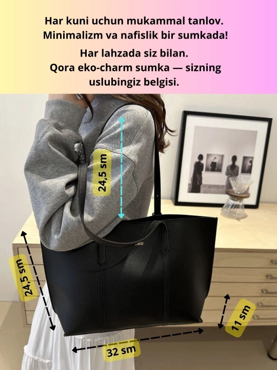 Ayollar eko charm sumkalari to‘plami, 2 ta buyum (katta va kichik)