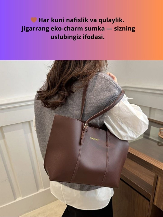 Ayollar eko charm sumkalari to‘plami, 2 ta buyum (katta va kichik)