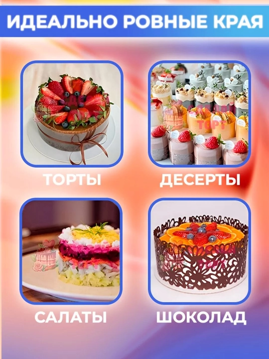 Tort va desertlar uchun shaffof atsetat qandolatchilik plyonkasi, 2,5 m