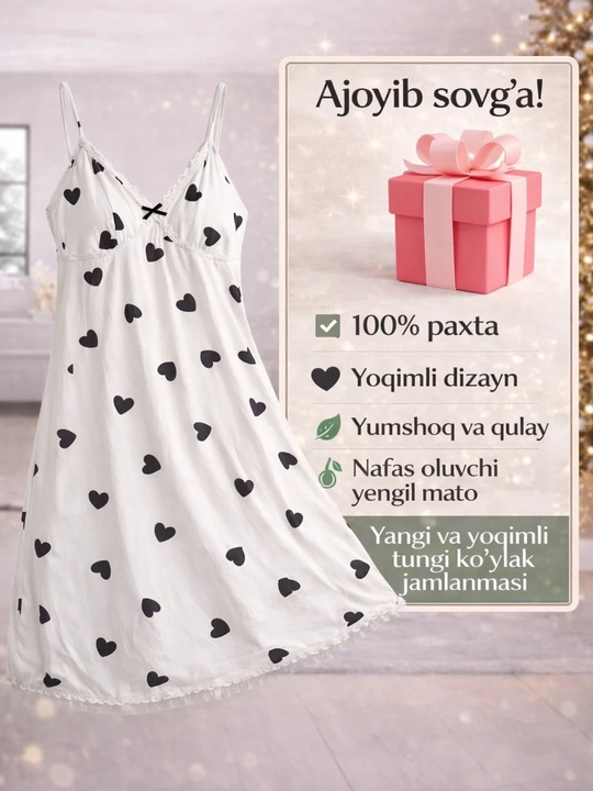 Pijamalar, ayollar kiyimlari, tungi kiyimlar, 100% paxta