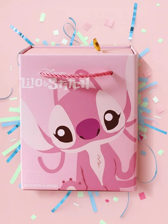 "Lilo va Stitch" sopol krujkasi qoshiq bilan, sovg‘a qahva va choy krujkasi