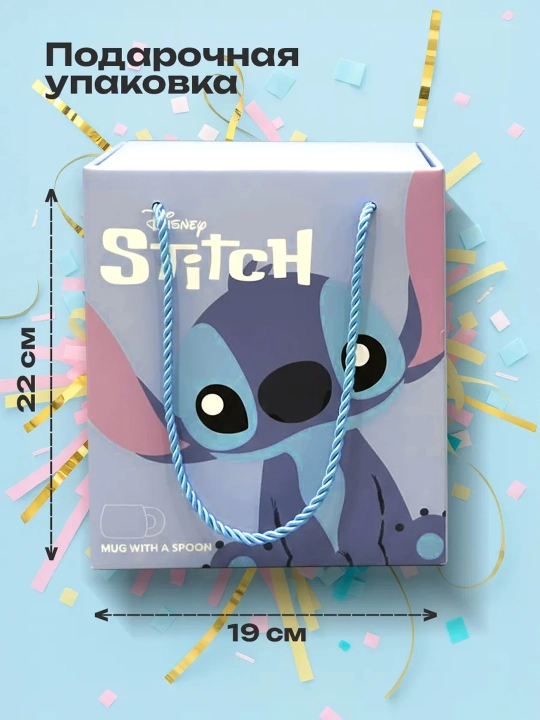 "Lilo va Stitch" sopol krujkasi qoshiq bilan, sovg‘a qahva va choy krujkasi