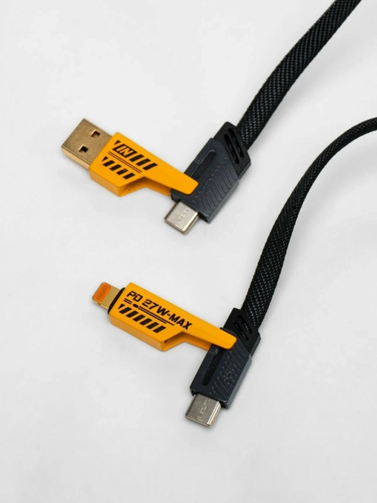 4 in 1 Tezkor Zaryadlash Kabeli USB-A + 2 Type-C + Lightning PD 27W 1.5m