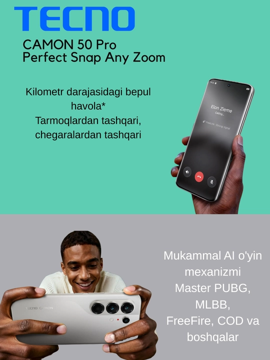 Tecno Camon 50 Pro, Ultra Zoom, 144Hz, 6500 mAh, 50 MP Sony kamera