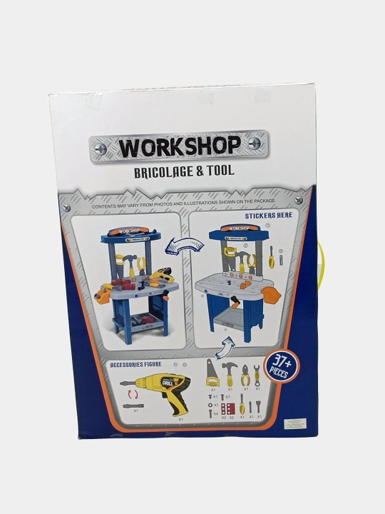 O'yinchoq Workshop to'plami, 37+ detal, drel va asboblar