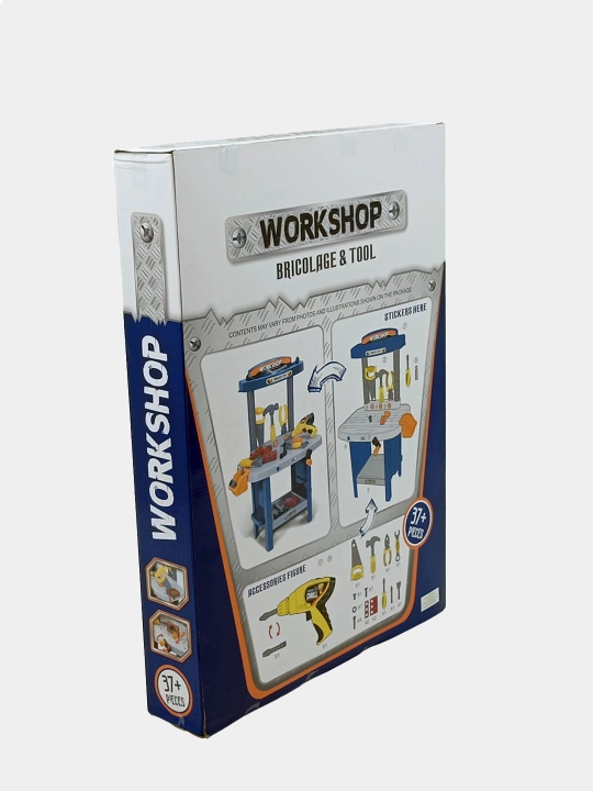 O'yinchoq Workshop to'plami, 37+ detal, drel va asboblar
