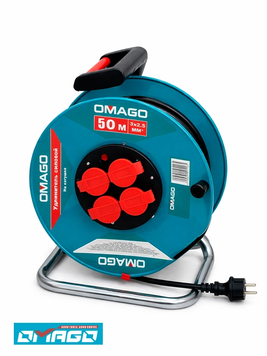 Удлинитель катушка Omago, на катушке, 4 розетки, 3х2,5 мм²
