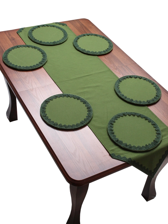 Nafis krujali runner 180×44 sm + 6 ta likopcha osti tagligi 30 sm, turkcha Dak matosi