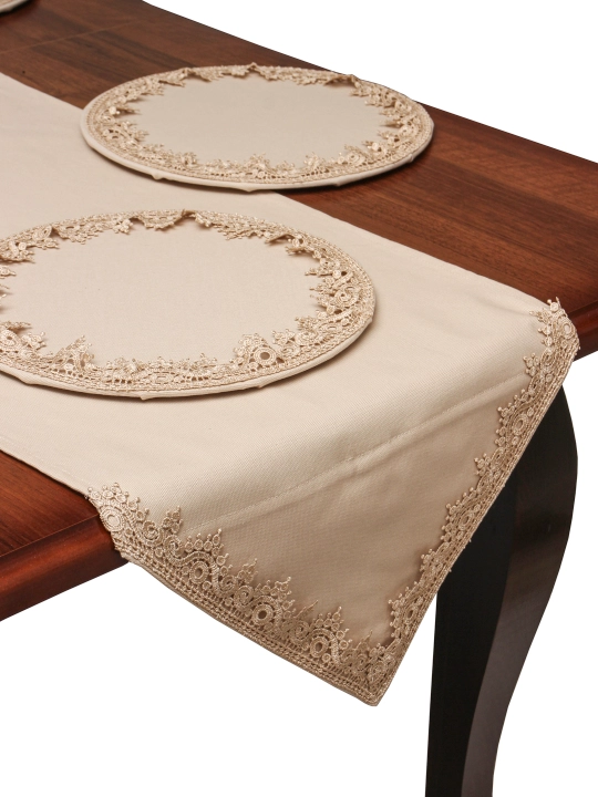 Nafis krujali runner 180×44 sm + 6 ta likopcha osti tagligi 30 sm, turkcha Dak matosi