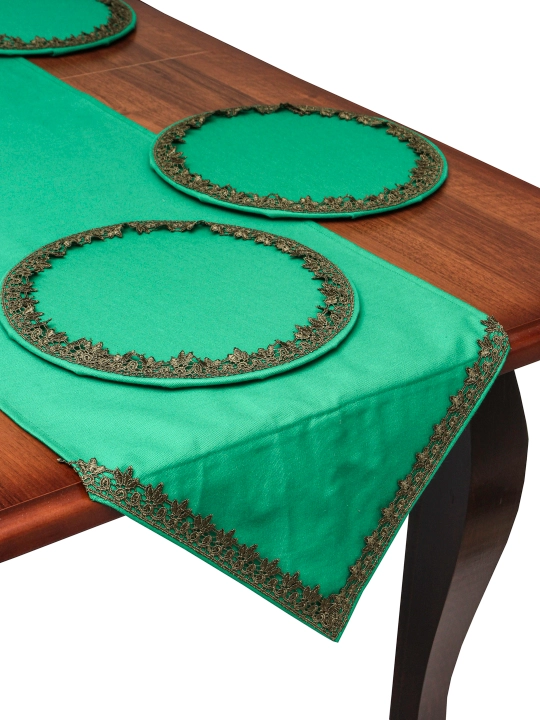 Nafis krujali runner 180×44 sm + 6 ta likopcha osti tagligi 30 sm, turkcha Dak matosi