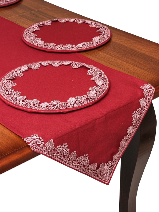 Nafis krujali runner 180×44 sm + 6 ta likopcha osti tagligi 30 sm, turkcha Dak matosi