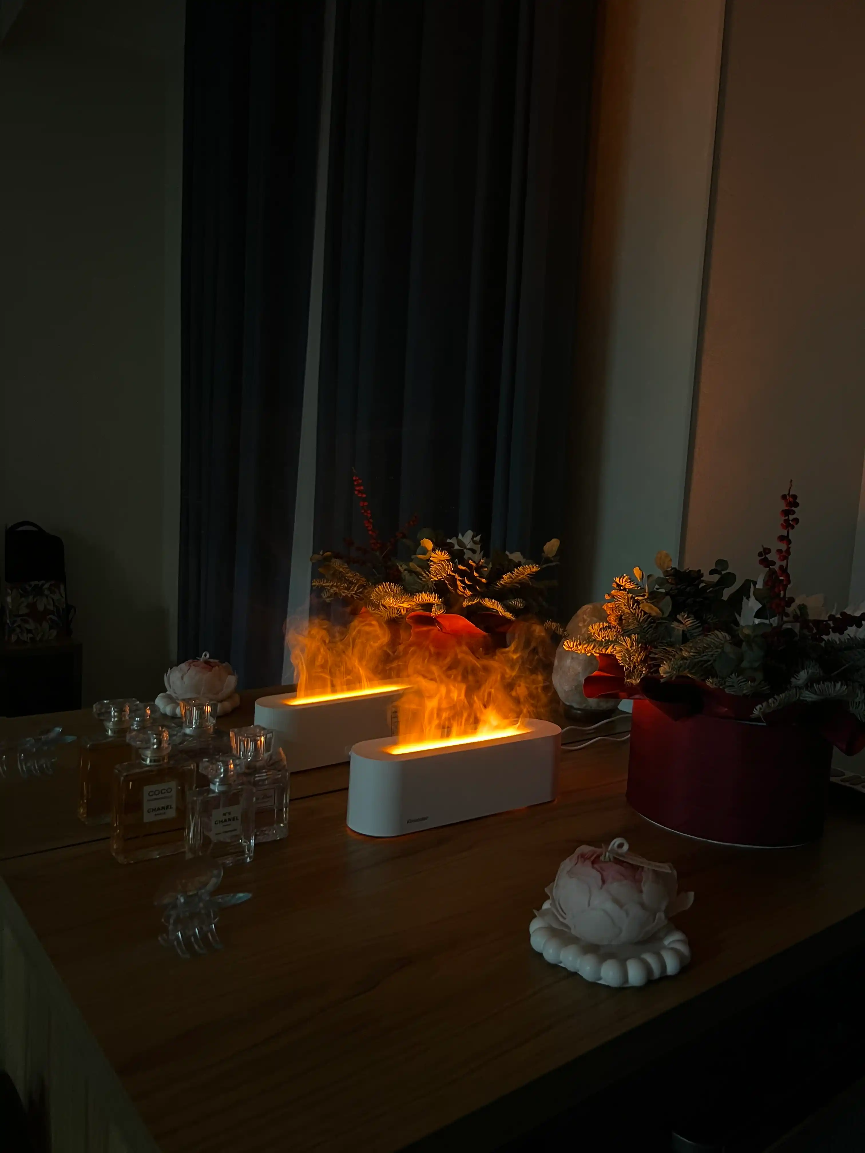 Alanga effekti va LED yoritgichli aromadiffuzor, tungi chiroq, 20 kv gacha namlagich, sovg‘a