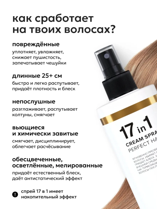 Likato soch kremi spreyi, ko'p funksiyali, samarali termal himoya, 17 ta 1 da, 250 ml