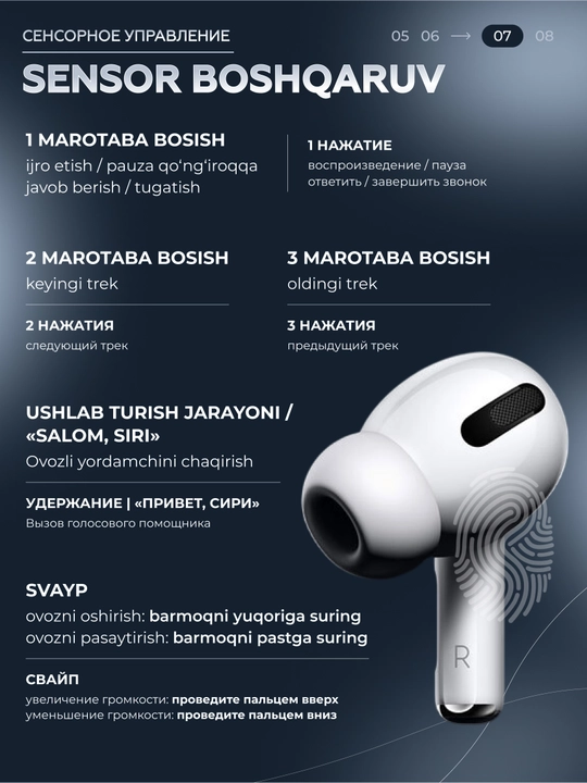 Pods Pro 2 Dubai 6 oylik kafolat, simsiz quloqchinlar + g‘ilof