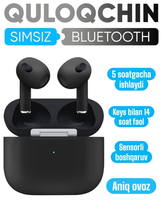APods 3 simsiz quloqchin Hi-Fi sensor, 5 soat ishlash - 