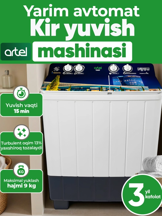 Kir yuvish mashinasi yarim avtomatik Artel ART-TG90P City 01