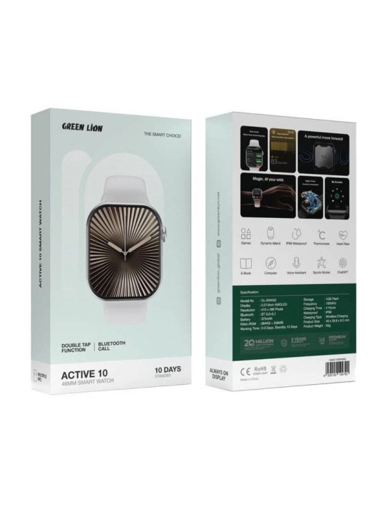 Green Lion Active 10 46mm AMOLED Смарт Часы Bluetooth Call IP68