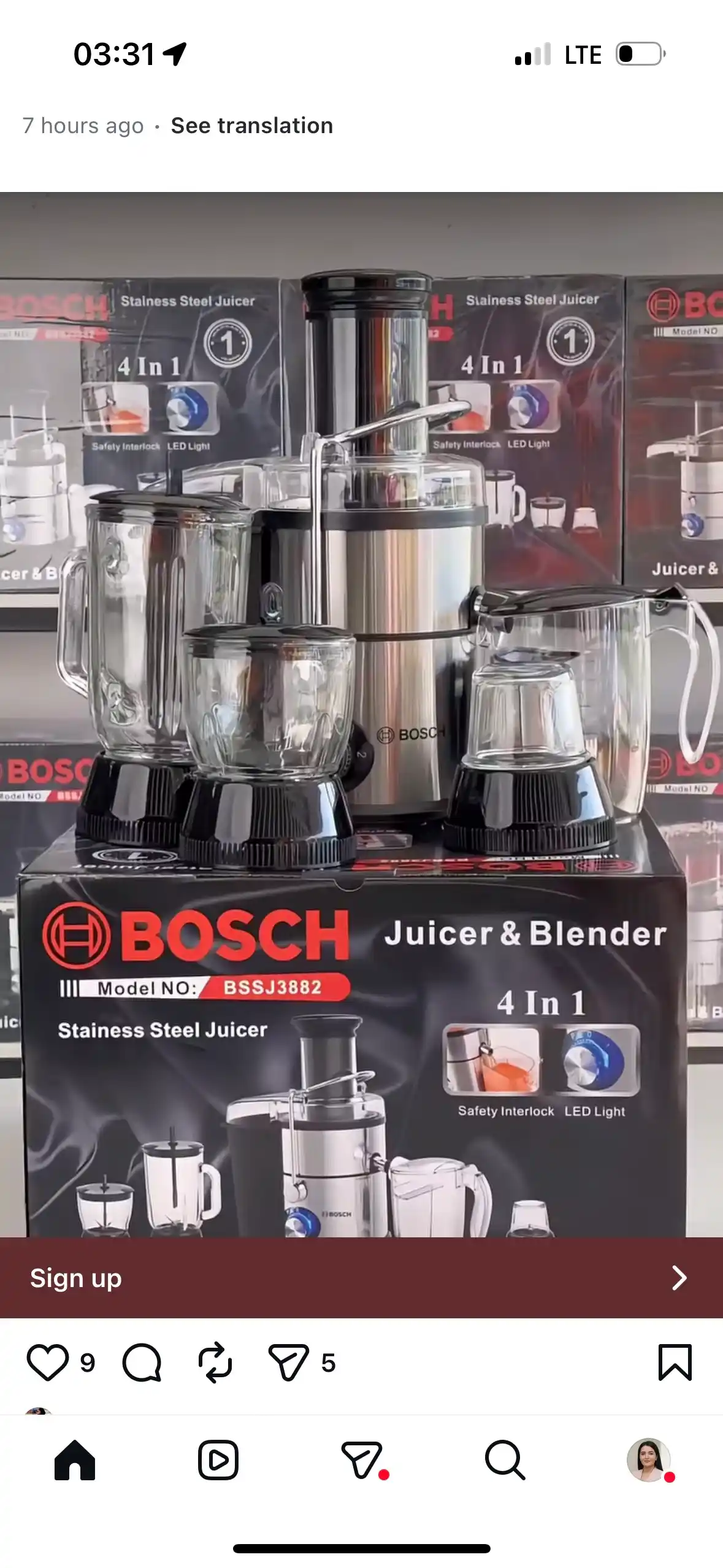 4 ta 1 da sharbat chiqargich, Blender, Kofe maydalagich, Sokovijimalka, mikser, blender