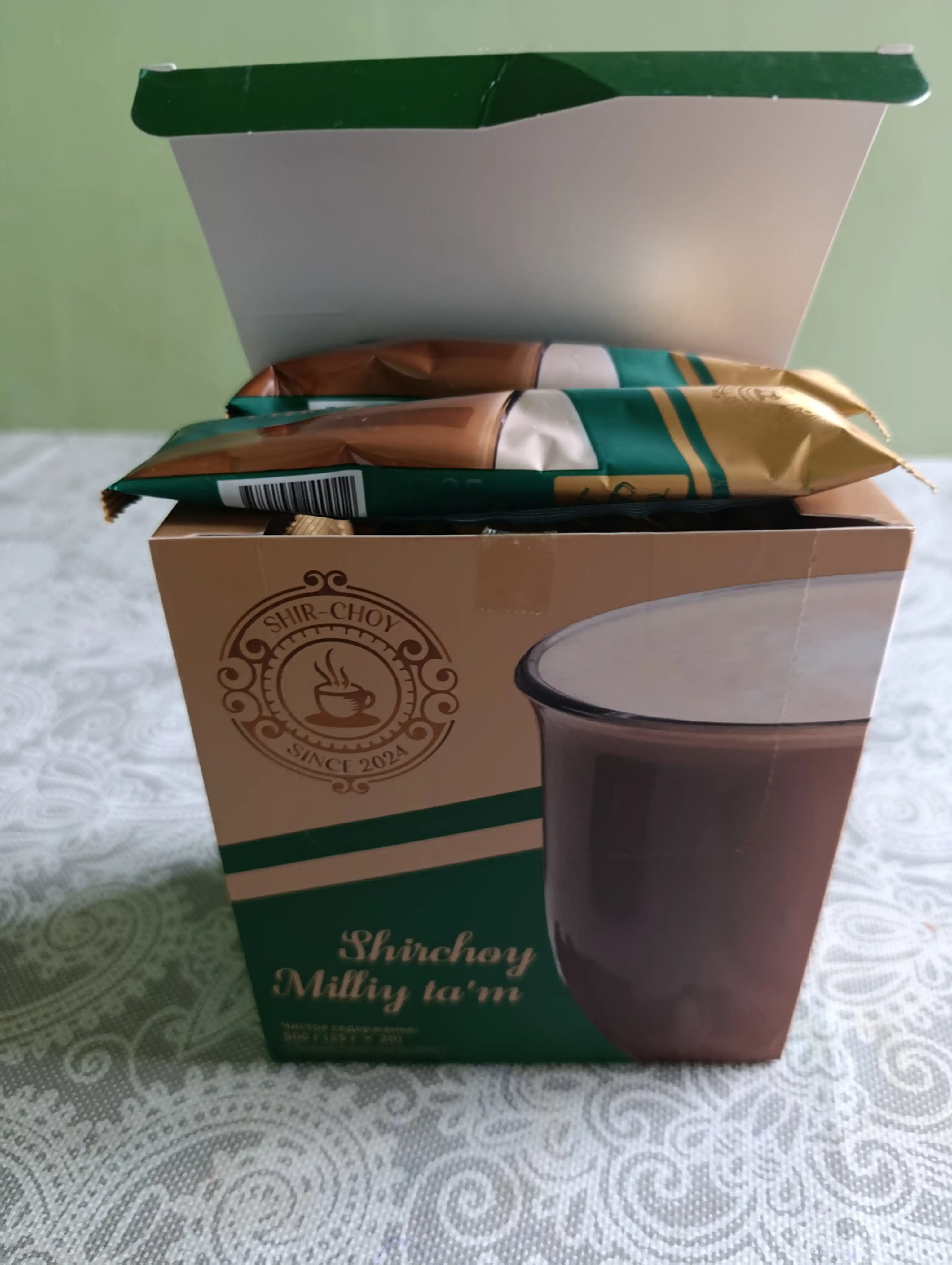 Shirchoy sutli choy, tez tayyorlanadigan qaymoqli ta’mli Halol portsiyalangan 20ta paketik