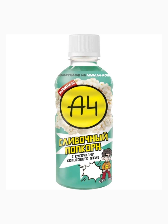 Безалкогольный напиток A4, с кусочками кокосового желе, со вкусом бабл гам, 0,32 л, упаковка 12 шт