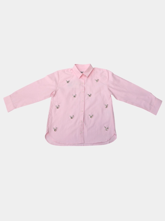 Рубашка для девочки со стразами,100% хлопок, Турция, Escabel, 10-14 лет, 140-164