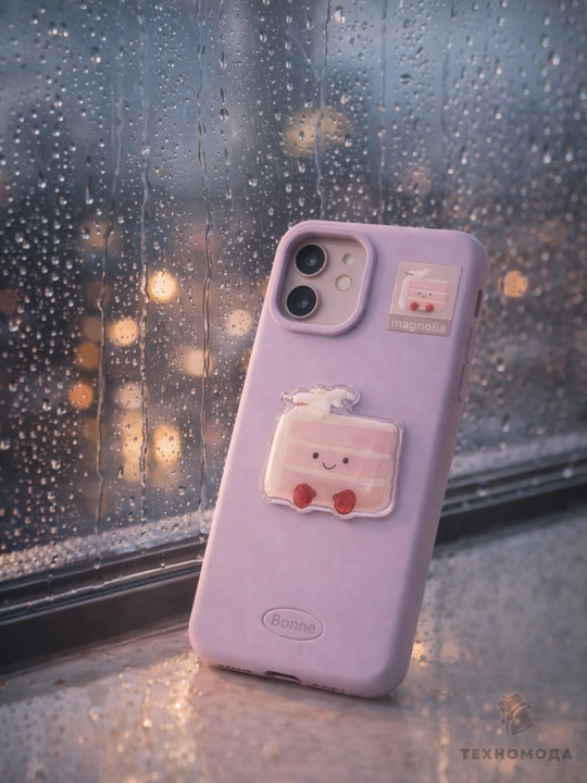 iPhone 11/12/13/14/15/16 Pro/ProMax uchun 3D stikerli yoqimli silikon g‘ilof