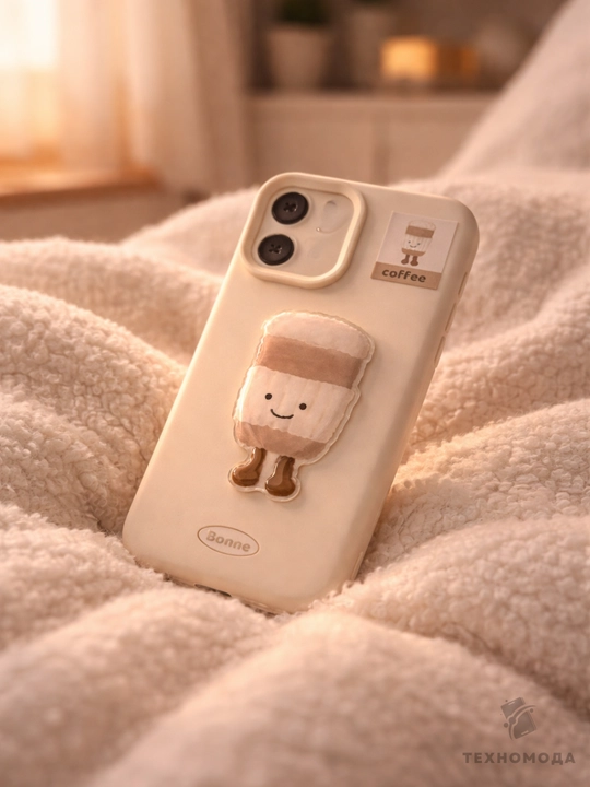 Милый силиконовый чехол с 3D стикерами для iPhone 11/12/13/14/15/16 Pro/ProMax