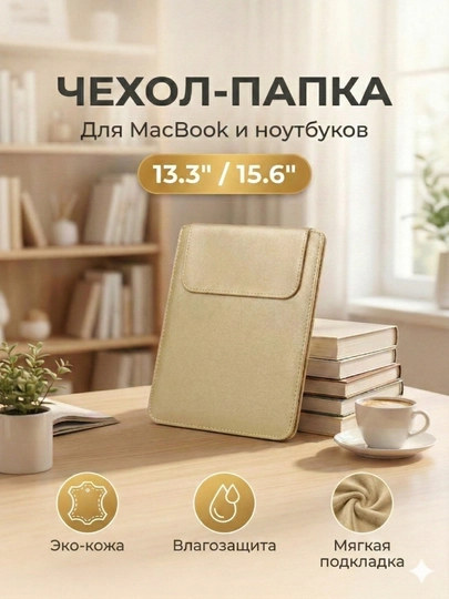 Чехол для ноутбука, сумка для Macbook, размеры 12-15,6" дюймов — ACCESLM-ЧЕХНОУТ-ЗОЛОТ-Р13