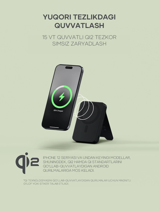 Satechi OntheGo™ simsiz Magsafe power bank, iPhone uchun poverbank, 5000 mAh, 10000 mAh