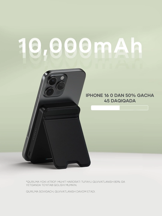 Satechi OntheGo™ simsiz Magsafe power bank, iPhone uchun poverbank, 5000 mAh, 10000 mAh