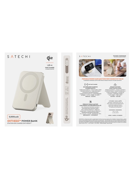 Satechi OntheGo™ simsiz Magsafe power bank, iPhone uchun poverbank, 5000 mAh, 10000 mAh