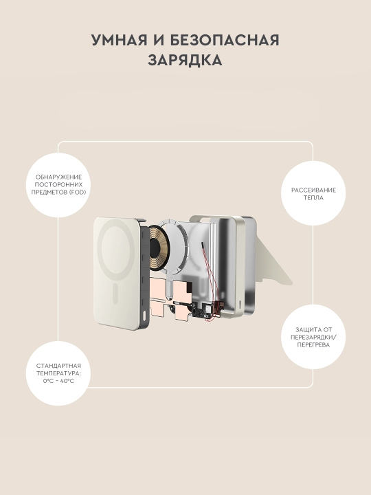 Satechi OntheGo™ simsiz Magsafe power bank, iPhone uchun poverbank, 5000 mAh, 10000 mAh