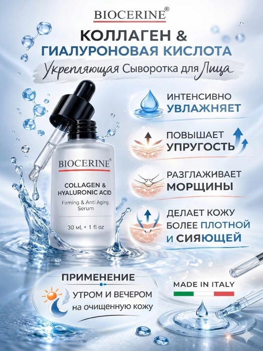 Сыворотка для лица BIOCERINE Collagen & Hyaluronic Acid 30 мл - 