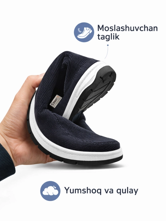 Erkaklar uchun ko‘k sliponlar, yengil va qulay kundalik casual krossovkalar