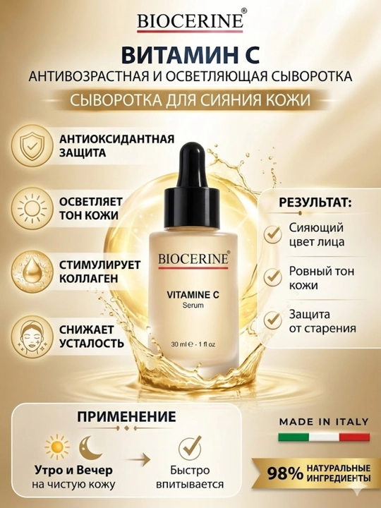 Сыворотка BIOCERINE Vitamin C 5% осветляющая 30 мл - 