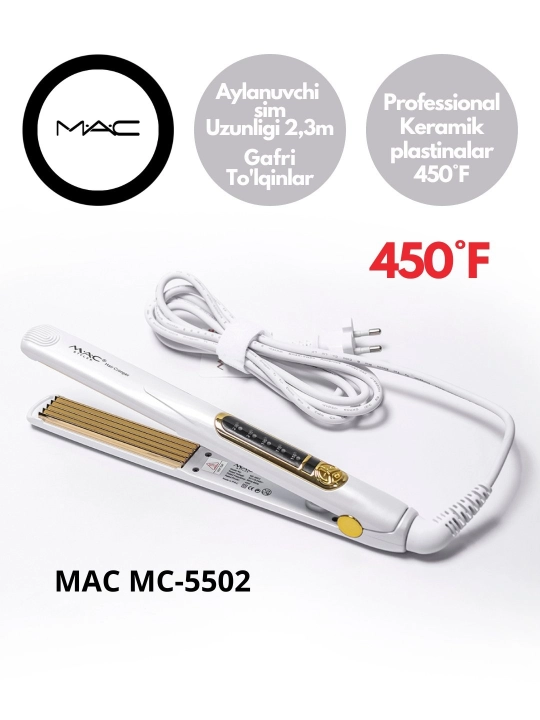 Профессиональный утюжок гофре для волос MAC MC-5502, с керамическими пластинами