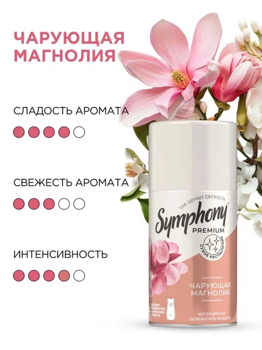 Освежитель воздуха сменный баллон  распыление Symphony Premium Чарующая магнолия 250 мл