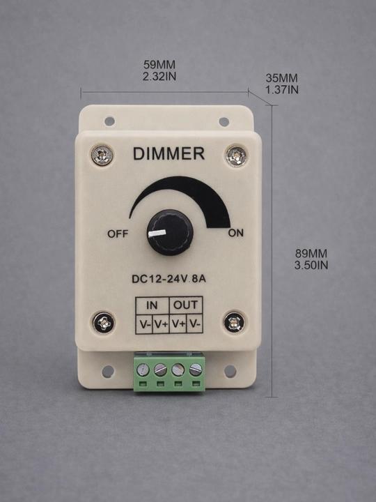 Dimmer P28 (12–24V, 8A, 96–192W)Yorqinlik va tezlikni silliq boshqarish