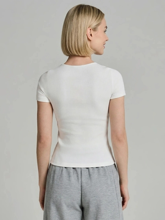Krop top tugmali, 95% paxta