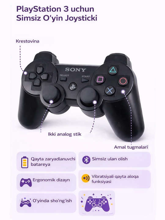 Геймпад для Sony PlayStation 3, беспроводной, c зарядным кабелем, джойстик PS3 Bluetooth