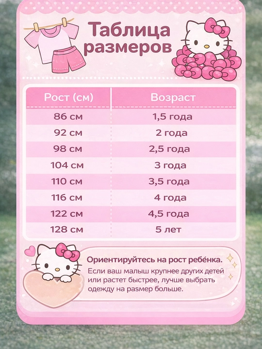Комплект для девочек Hello Kitty: футболка и шорты, летний, хлопковый, 2-предметный