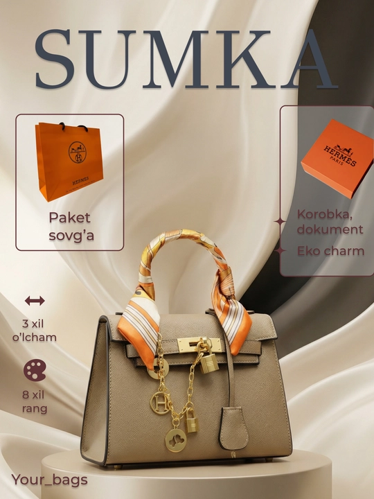 Ayollar uchun sumka Hermes uslubida+sov'ga paketi 8-mart uchun - 