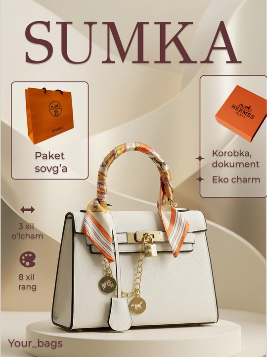 Ayollar uchun sumka Hermes uslubida+sov'ga paketi 8-mart uchun - 