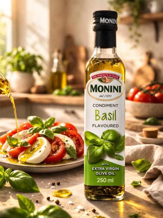 Rayhon ta’mli Monini Basil Extra Virgin zaytun moyi, 250 ml