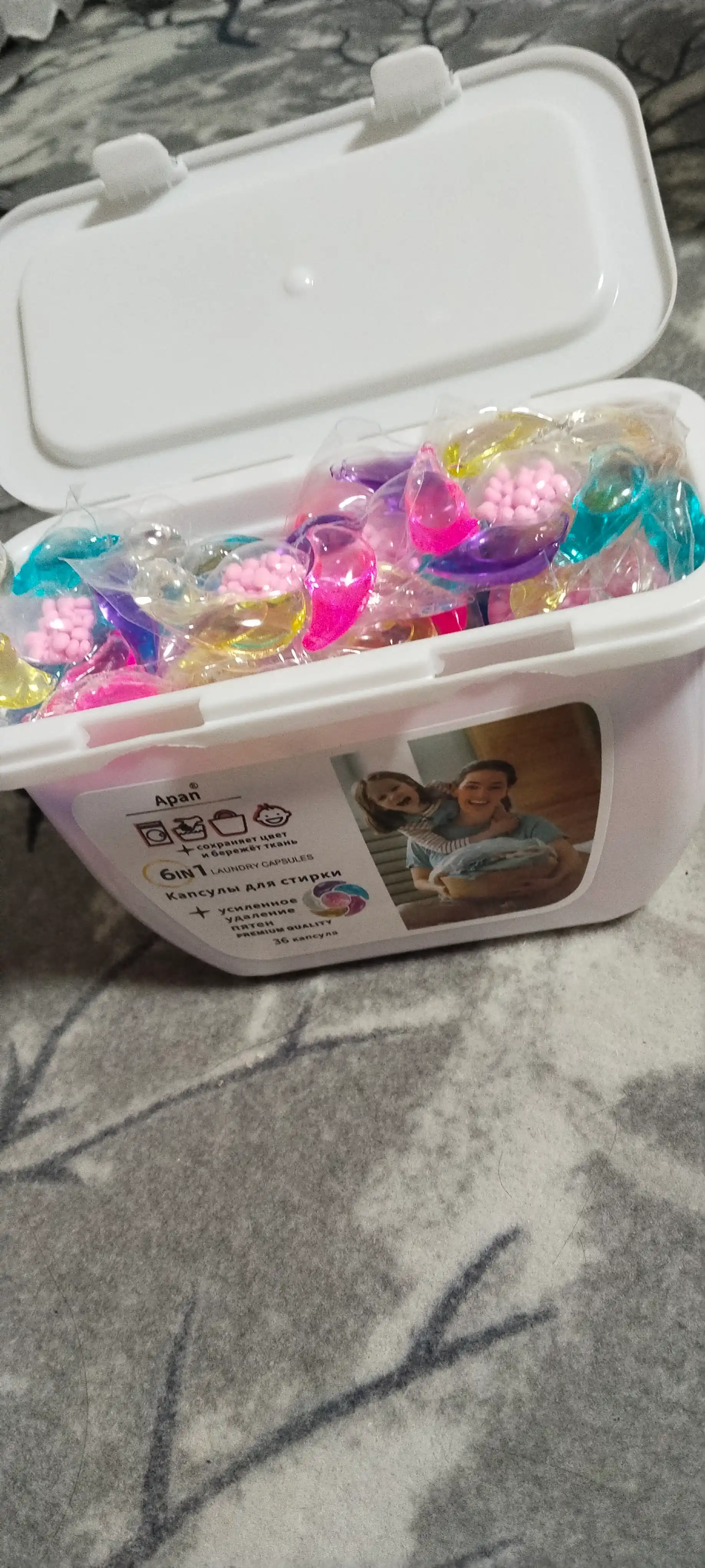 6 dan 1 gacha kapsulalar kir yuvish uchun, xushbo'y hidli, universal 36 dona