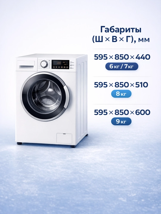Kir yuvish mashinasi Loretto BLDC Inverter, 6-7-8-9 kg