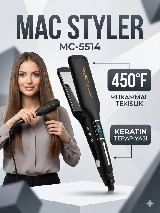 Профессиональный утюжок, выпрямитель для волос MAC Styler MC-5580 Titan, с LCD дисплеем - 