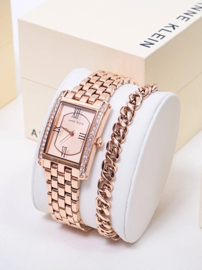 Женские часы Anne Klein AK3990, комплект с браслетом — TELLER-AK3990-ЗОЛОТ