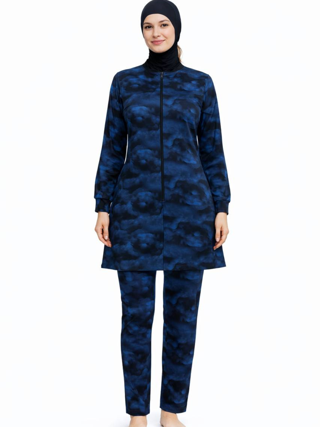 Burkini yopiq musulmon suzish kostyumi tunikali suzish to'plami - 