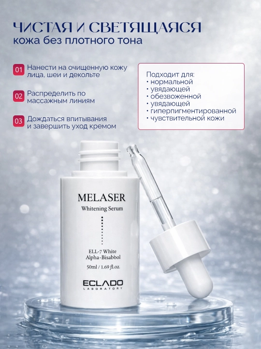 Сыворотка для лица ECLADO Melaser Whitening Serum 50 мл против пигментации